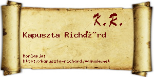Kapuszta Richárd névjegykártya